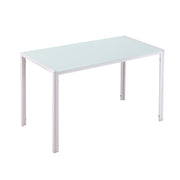 EasyComfort Tavolo Rettangolare da 4 Persone per Cucina e Soggiorno, Tavolo Moderno in Metallo e Vetro Temperato, 120x60x75 cm, Bianco