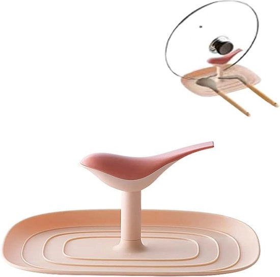 Houder multifunzionale per coperchi, cucchiai e utensili in design uccellino rosa