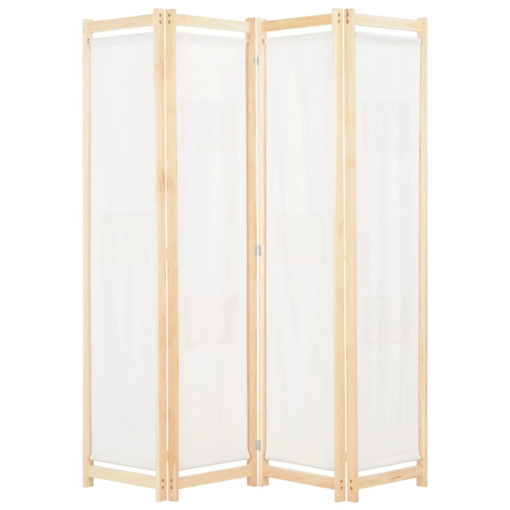 Paravento divisorio divisorio mobile decorativo 4 pannelli crema 160x4 cm tessuto 0802081