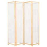 Paravento divisorio divisorio mobile decorativo 4 pannelli crema 160x4 cm tessuto 0802081