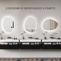 Specchio da Bagno 80x5x60 cm Illuminato a LED 3 Tonalità in Vetro Temperato Argento