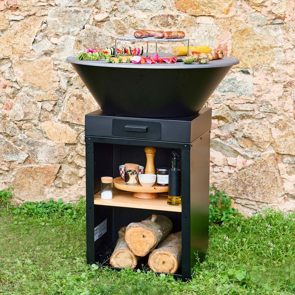 Barbecue braciere 81,5cm, griglia di cottura, contenitore per la