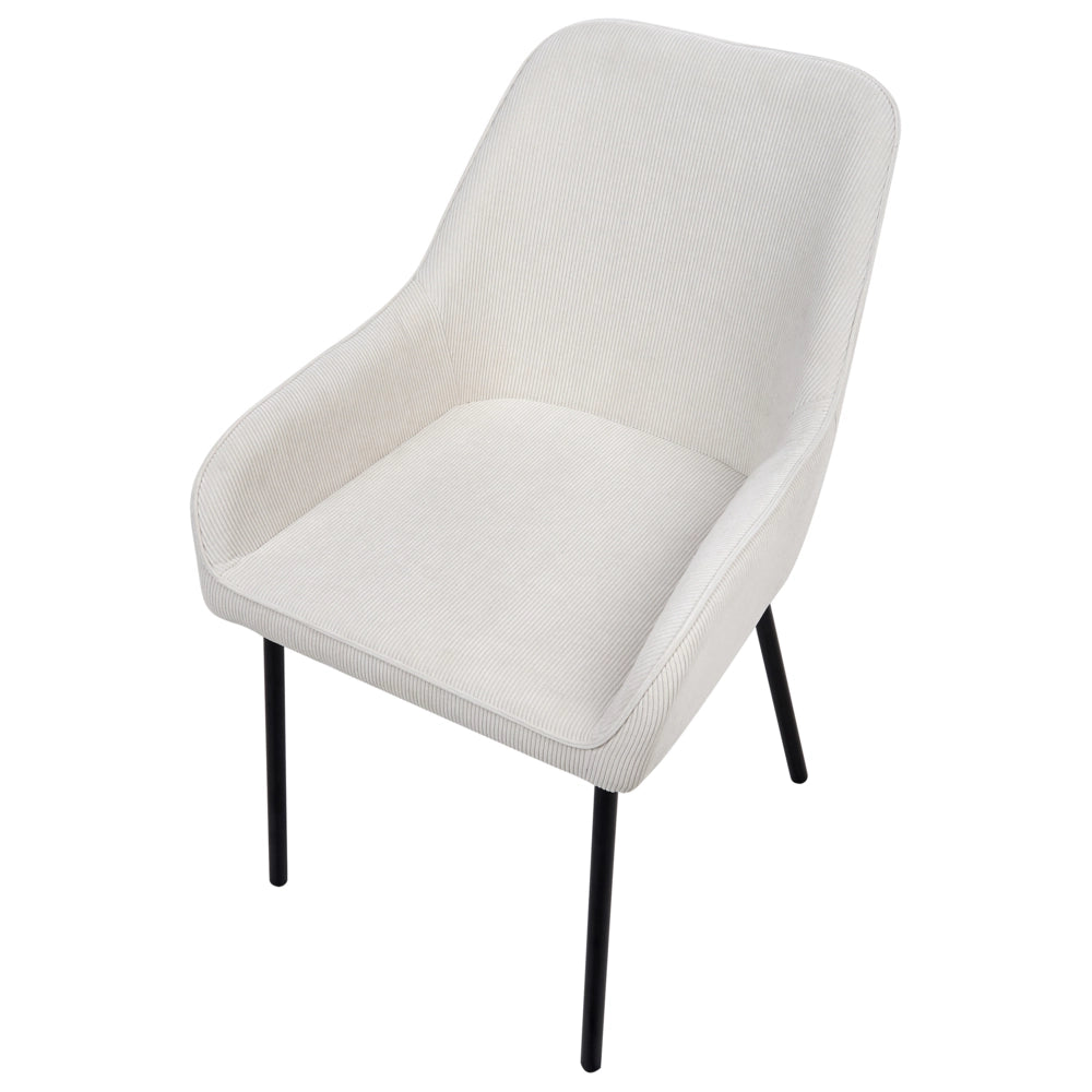 Set di 2 Sedie da Pranzo con Rivestimento in Velluto corda bianco sporco gambe dorate glamour retrò