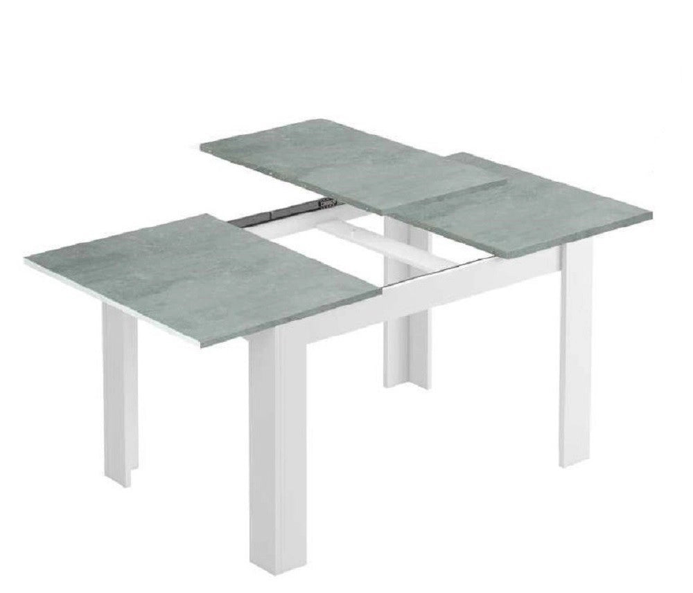 KIT TAVOLO ALLUNGABILE KENDRA CM 90X140/190X78 BIANCO / CEMENTO