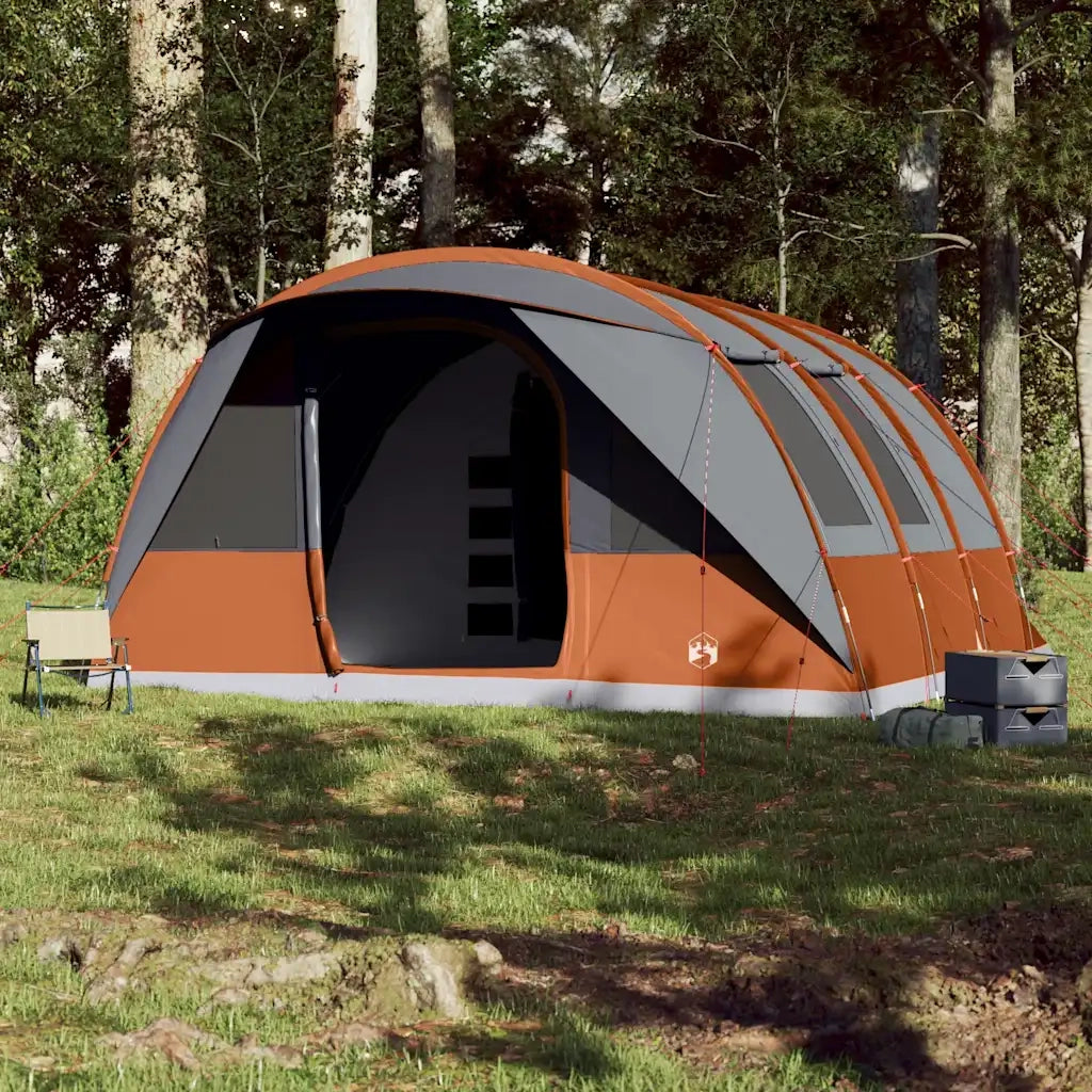 Tenda Familiare a Tunnel 7Persone Grigia Arancione Impermeabile 94627