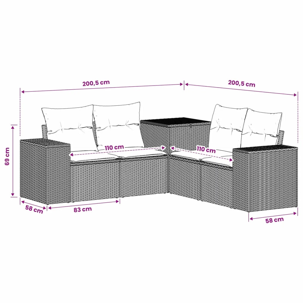 Set di divani 5 pz Beige e Grigio Chiaro 3447923