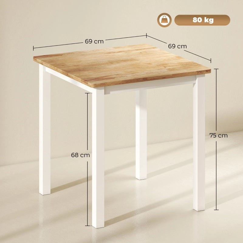 Tavolo da pranzo quadrato in legno di gomma effetto rovere per 2-4 persone