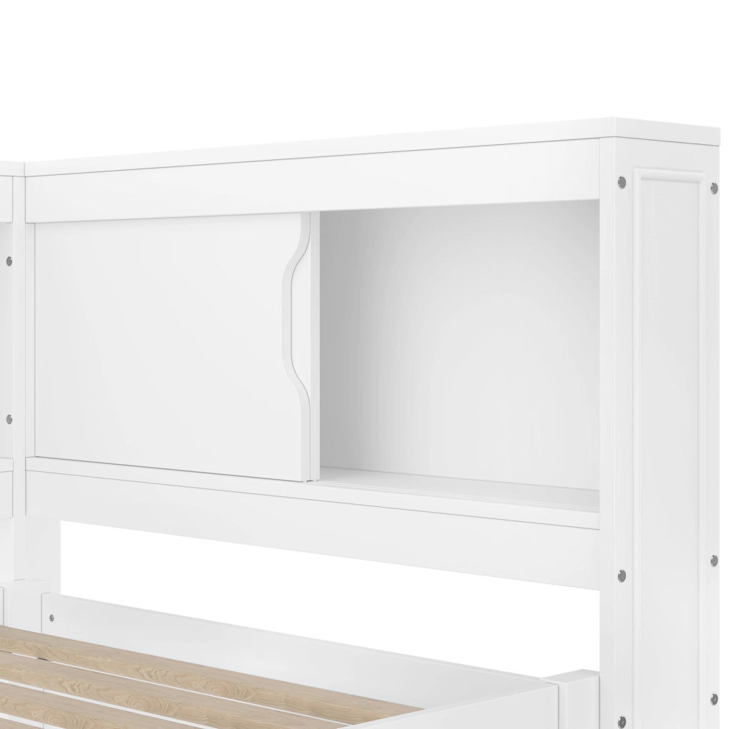 Daybed 90x200 cm con letto estraibile; LED; presa; USB e Type-C; bianco
