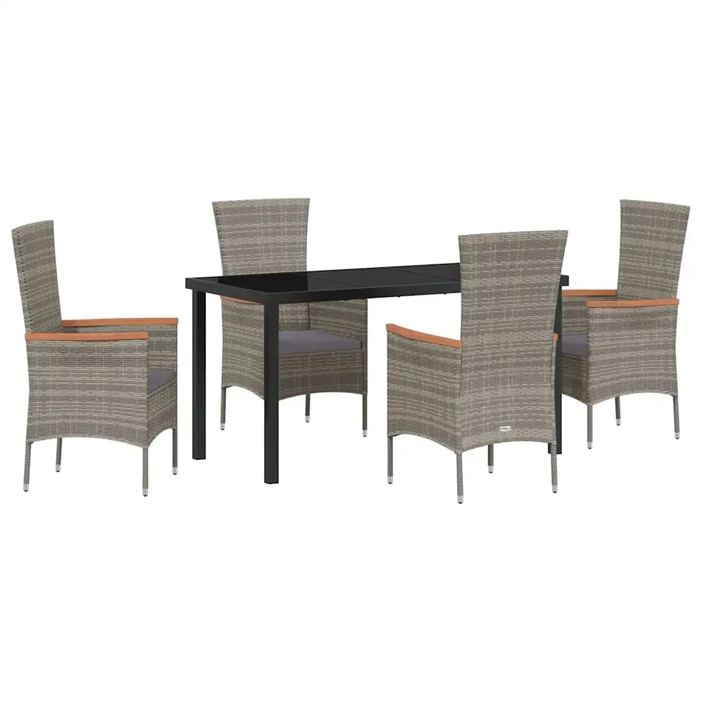 Set da Pranzo per Giardino con cuscino 5 pcs Grigio