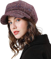 Baret invernale per signore, con cappuccio, Newsboy, Bakerboy, baret con cappuccio, rosso