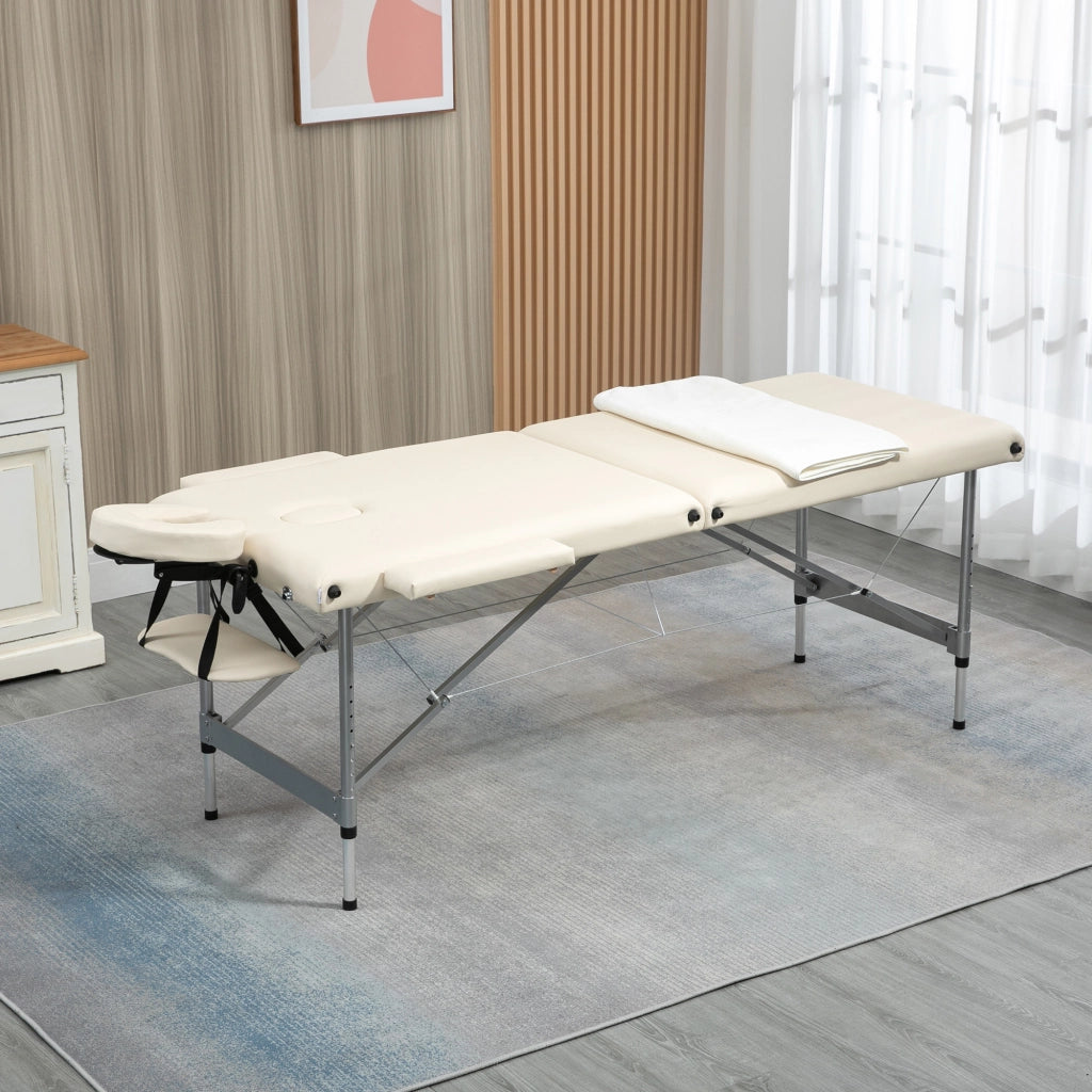Poltrona Massaggiante Reclinabile Pieghevole ¨C Zephmum ¨C Beige 185x70x58-82 cm