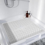 Matte antiscivolo per doccia, sicuro, resiste a muffe, con aperture di scarico, trasparente, 53 x 53 cm, lavabile in lavatrice, BPA libero