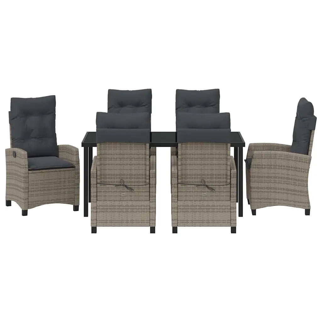 Set da Pranzo per Giardino con cuscino 7 pcs Grigio polyrattan 3380390