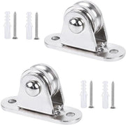 Katrollen Premium - 2 catrolli in metallo per corde con viti e coppe in plastica - Ideali per linea stesa al contrario - Pratici e resistenti