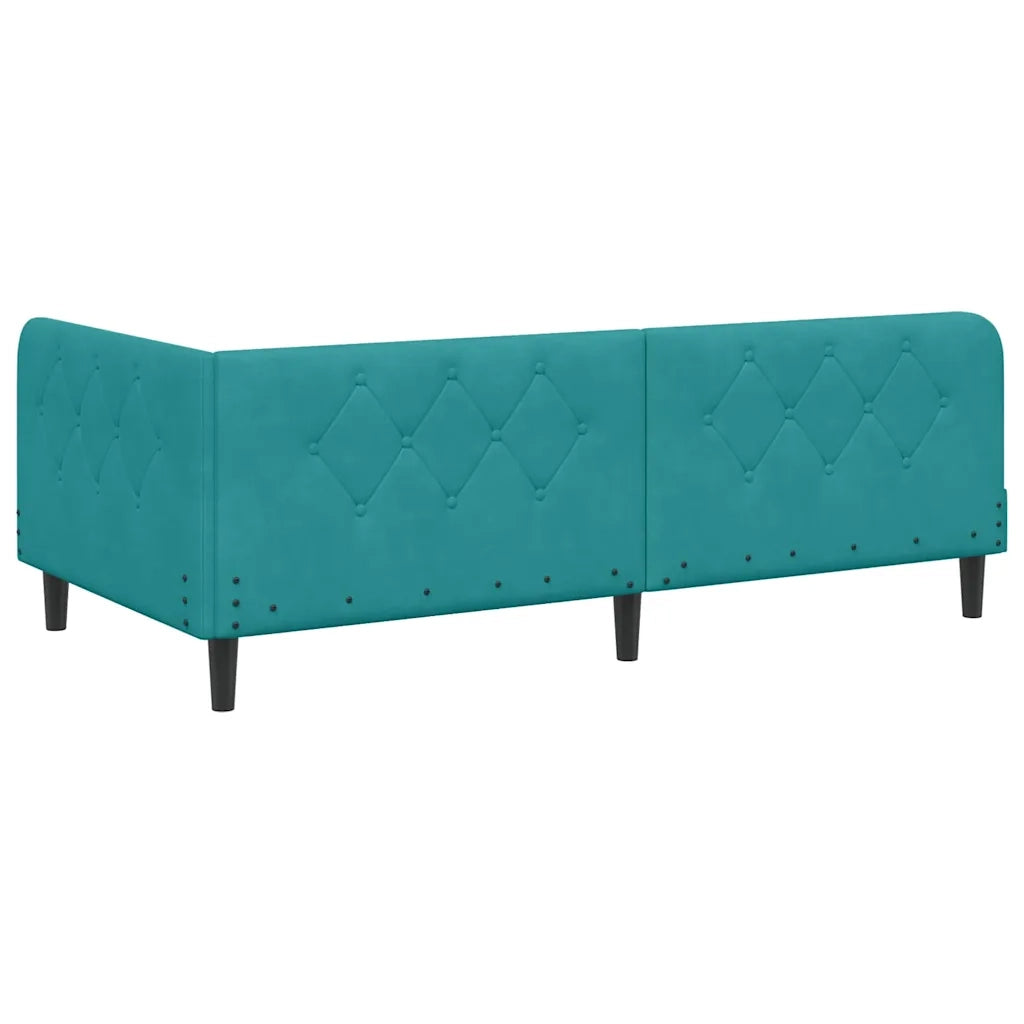 Letto singolo | Letto per adulti | Cornice del letto ad angolo Turchese 100 x 200 cm Velluto