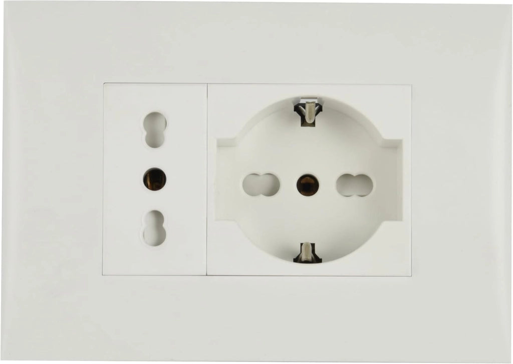 KIT PRESA BIVALENTE-ITALIANA/TEDESCA CON SUPPORTO E PLACCA ELECTRALINE Colore bianco - ELECTRALINE
