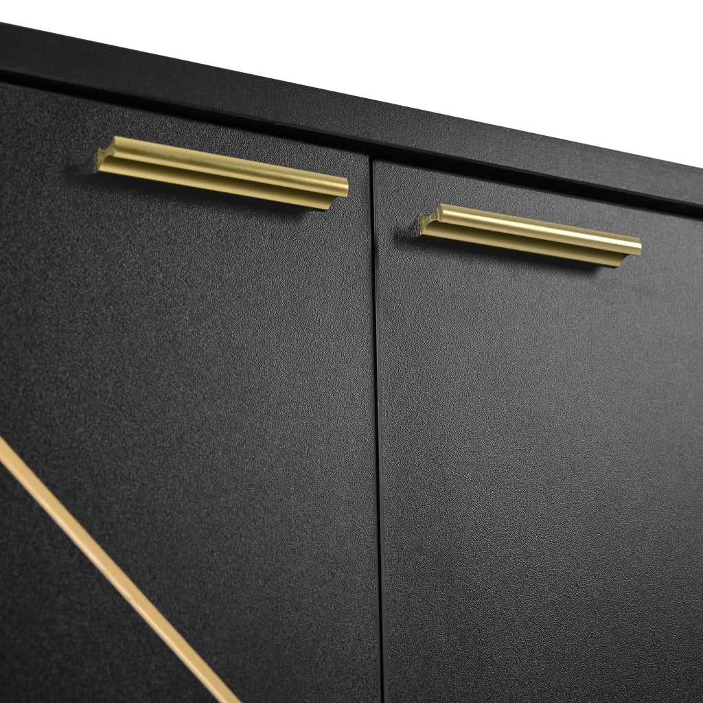 Credenza con 4 ante e ripiano regolabile; per soggiorno; in truciolare e MDF; 150×40×80 cm; nero