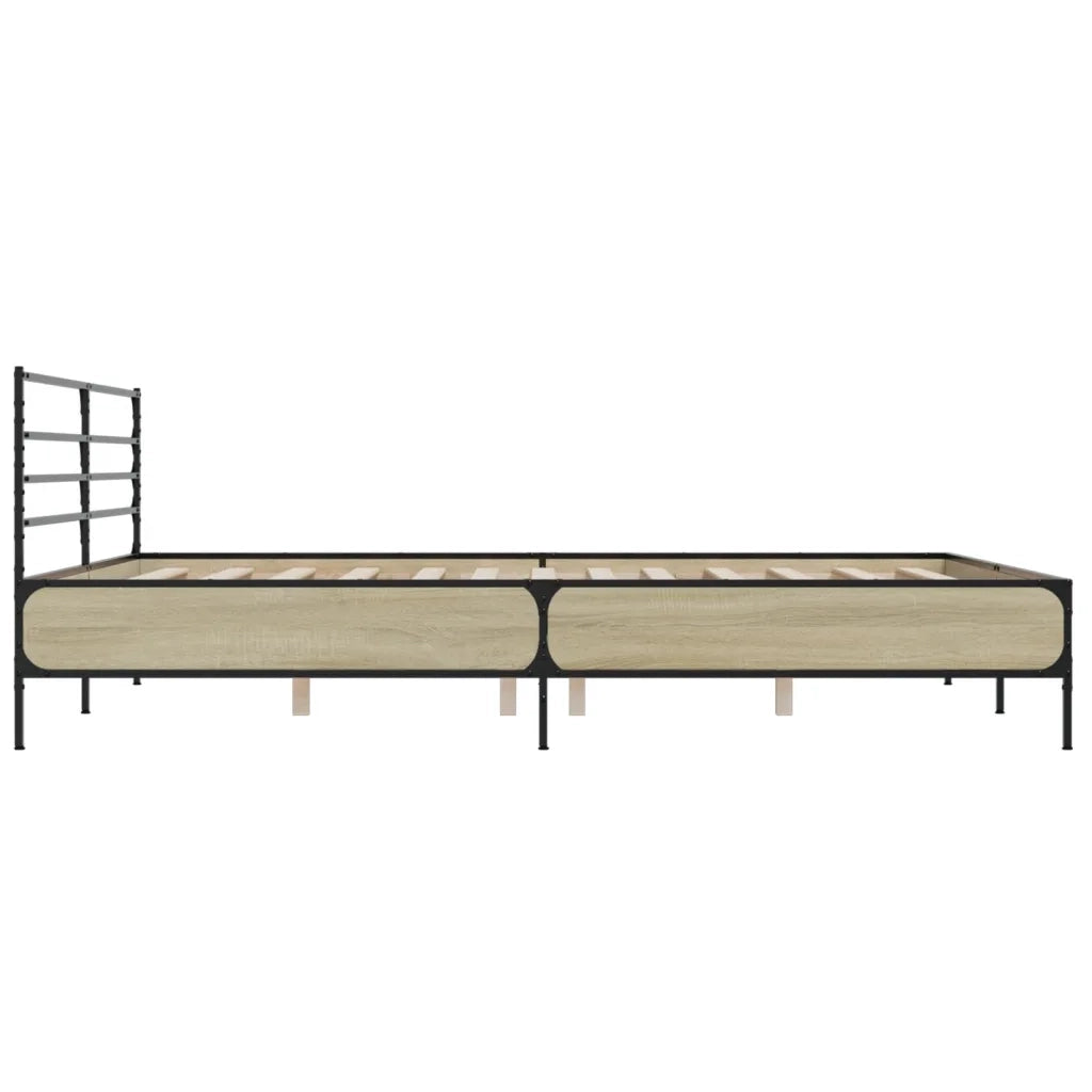 Giroletto-Struttura Letto Rovere Sonoma 200x200 cm Legno Multistrato e Metallo 356917