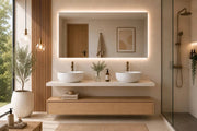 Mobile bagno componibile CERDEÑA con modulo e piano top da 120 cm, doppio lavabo, senza specchio