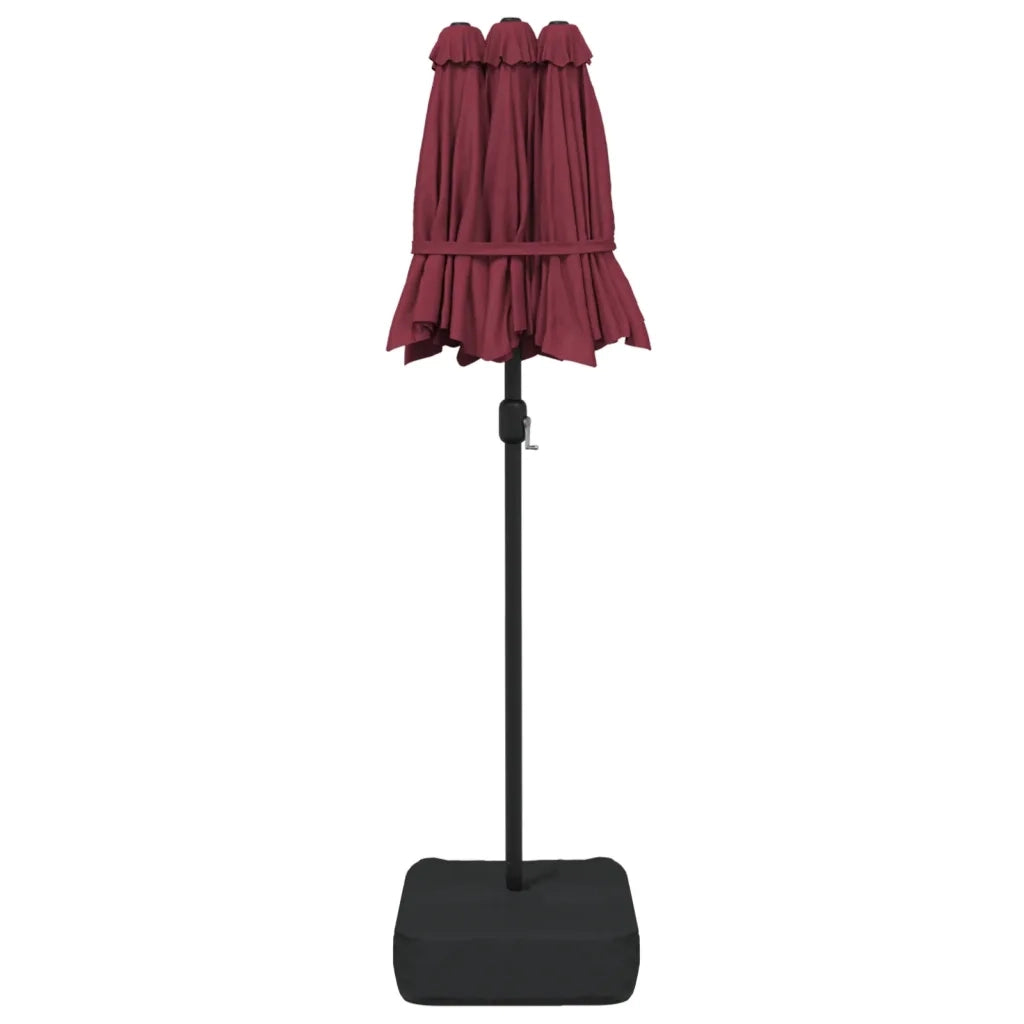 Ombrellone da Giardino a Doppia Testa Rosso Bordeaux 316x145 cm 362965
