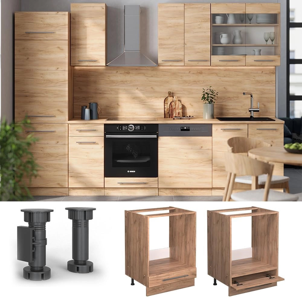 Mobile per forno da incasso Fame-Line, Quercia dorata, 60 cm senza piano di lavoro, per la combinazione con altri moduli della serie Fame-Line