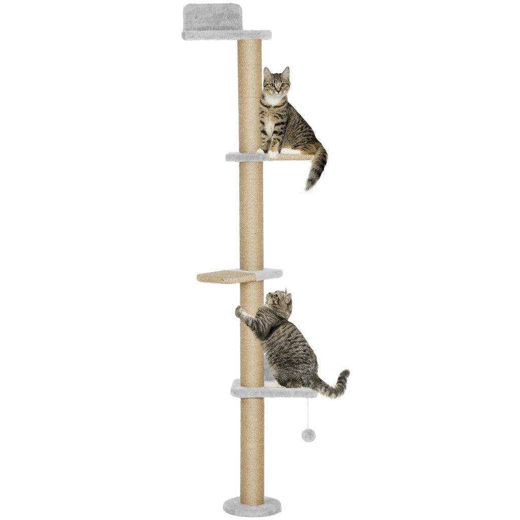 Rascatore per Gatti 5 Livelli con Palla ¨C Zephmum ¨C Grigio 48x21x180 cm