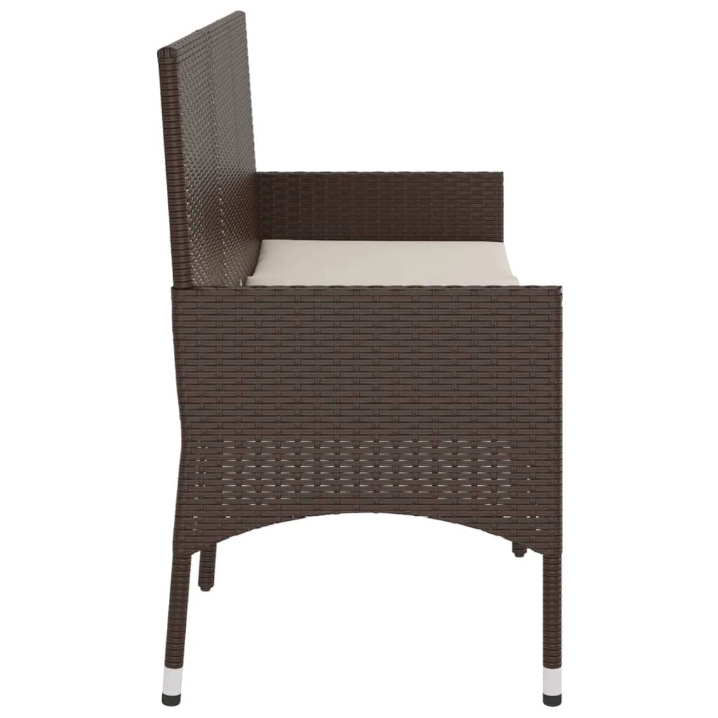 Panca da giardino mobile da giardino per esterni terrazza a 3 posti con cuscini 140 x 51 x 85 cm resina intrecciata marrone 02_0011790
