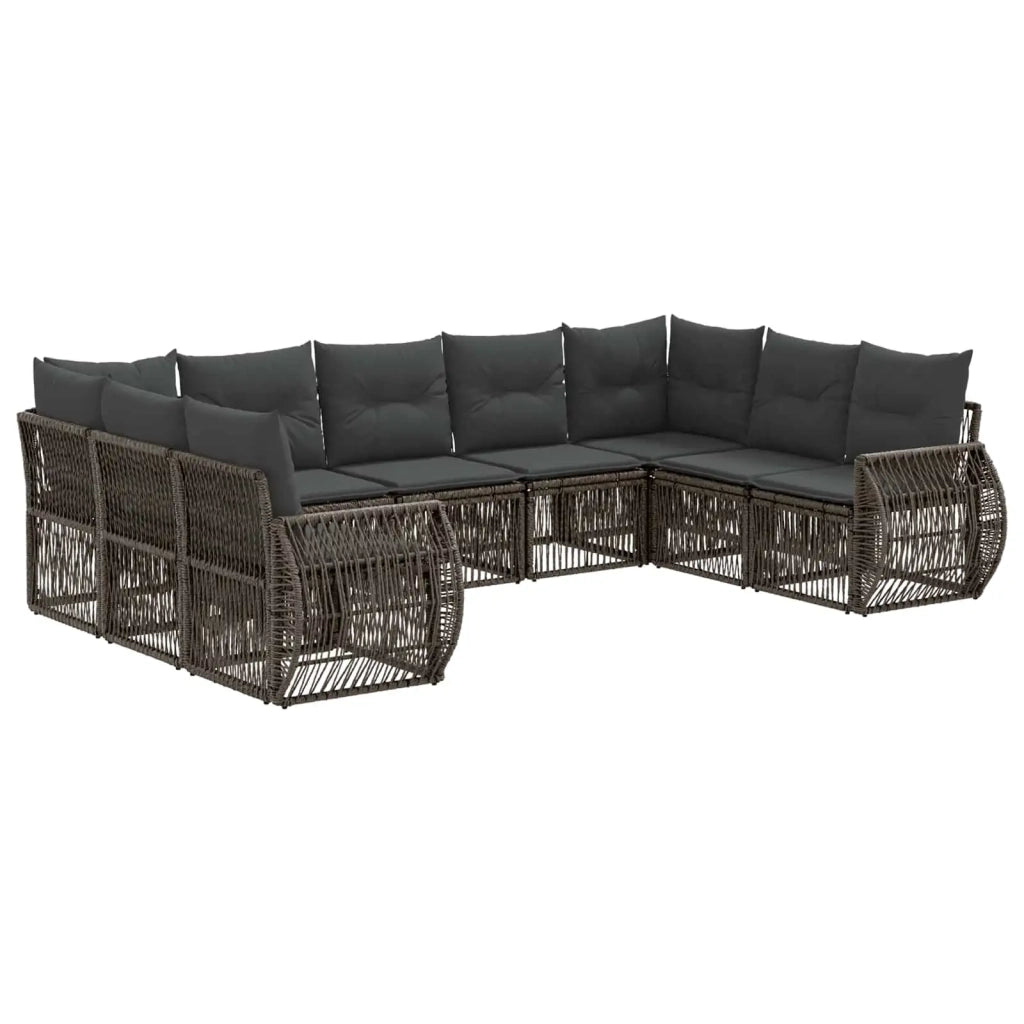 Set Divano da Giardino 9 pcs Grigio e Grigio Scuro polyrattan 3435521