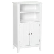 EasyComfort Mobile Bagno con Mensole Regolabili e Armadietto 2 Ante, Mobiletto Bagno Multiuso in Legno, Bianco, 50x30x93cm