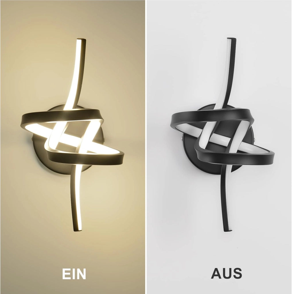 ZMH Applique LED da interno 7W nero 3000K Applique per vano scale soggiorno