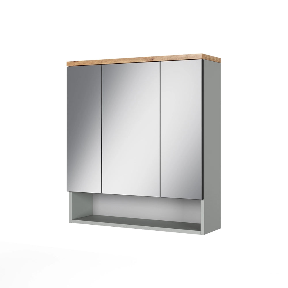 Vicco Specchio contenitore bagno Grigio/Artisan 70 x 77.5 cm con 3 ante a specchio