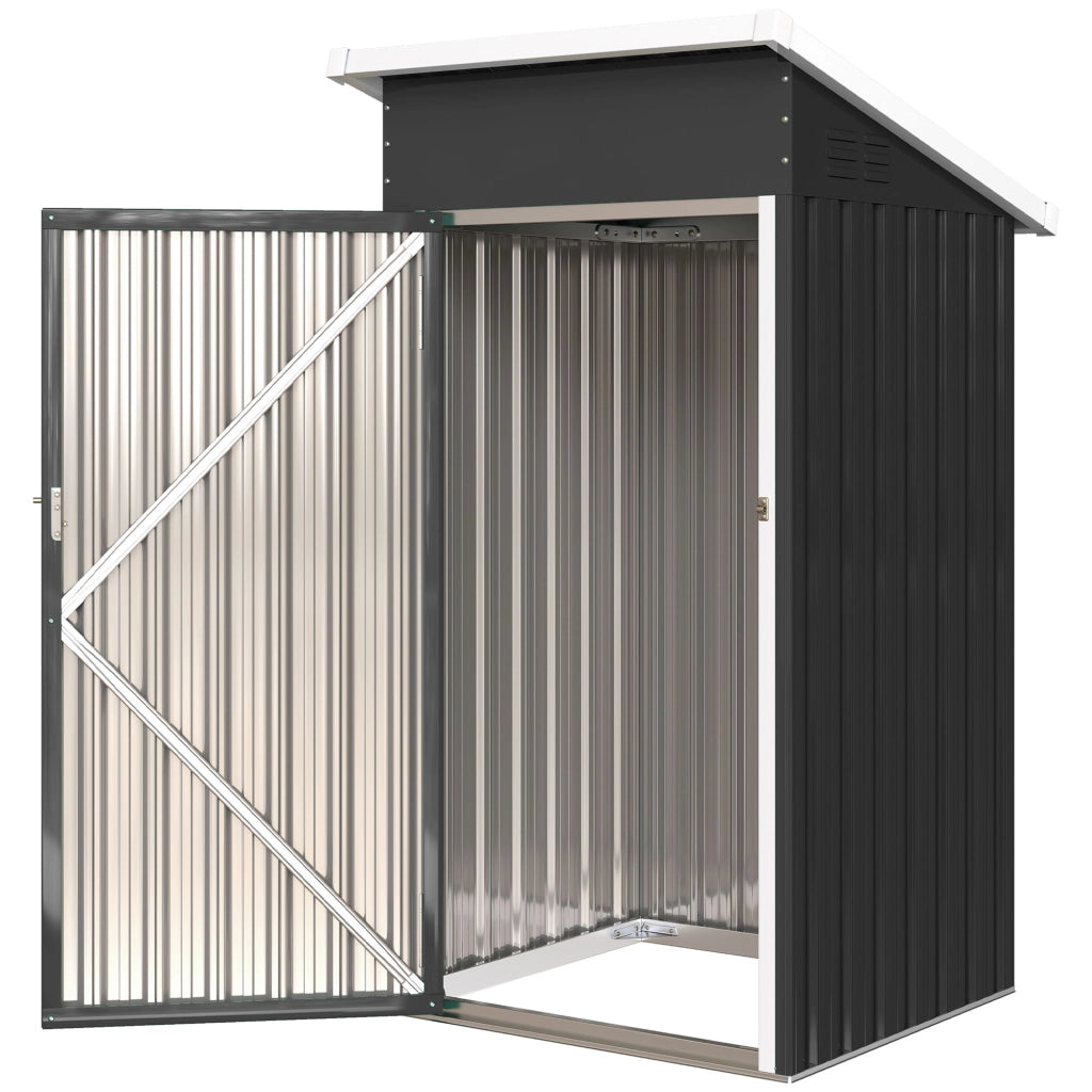 Casetta da giardino in metallo ¨C Xylo ¨C porta chiudibile, tetto spiovente, 107,5x91x185cm, grigio