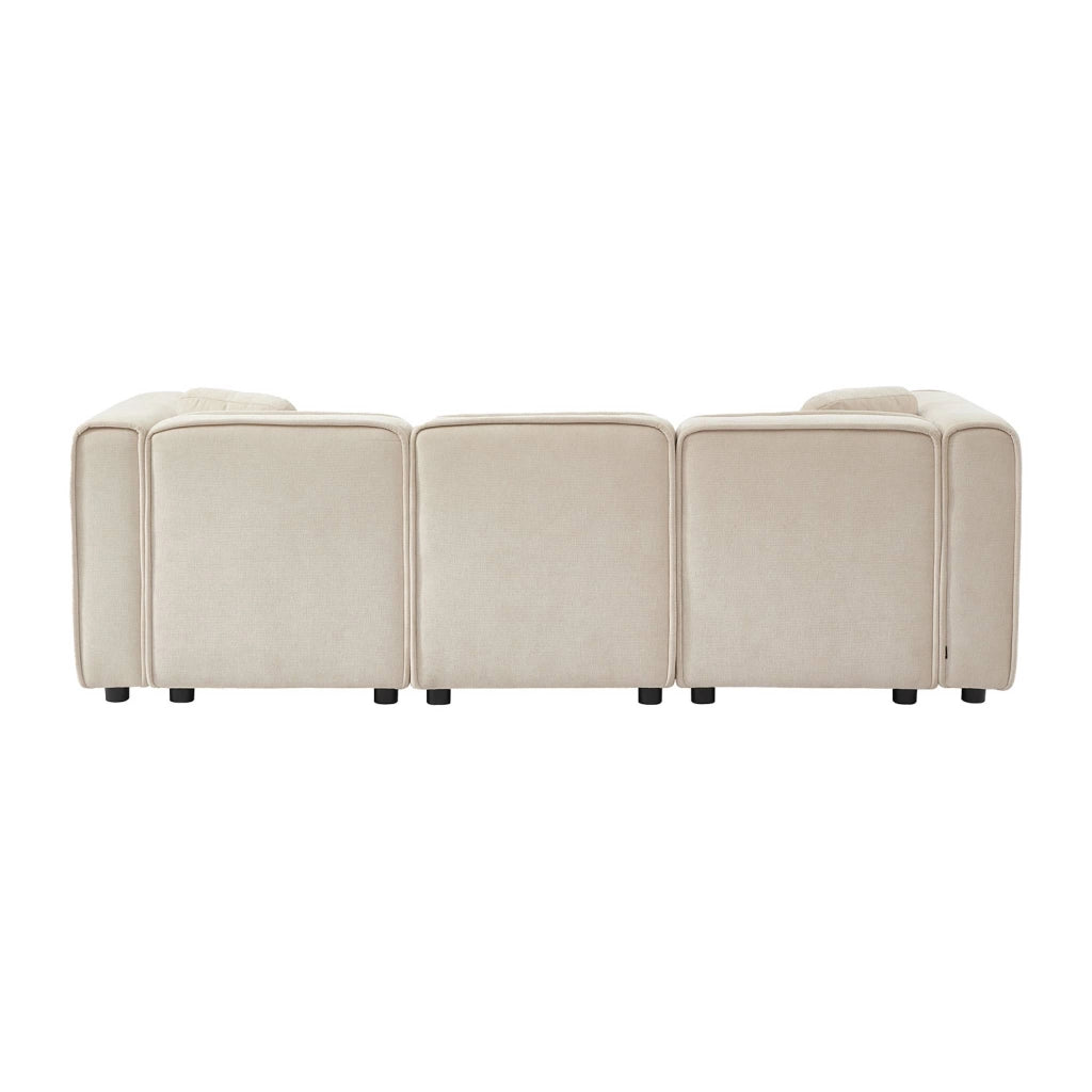 Divano angolare destro in tessuto, 3 posti, beige