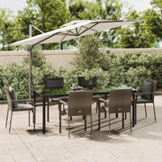 Set da Pranzo Giardino 7pz Nero e Grigio con Cuscini Polyrattan 3185117