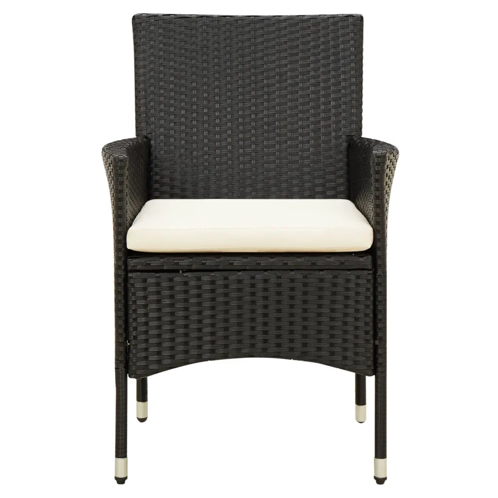 Set da Pranzo da Giardino 5 pz con Cuscini in Polyrattan Nero 3094827