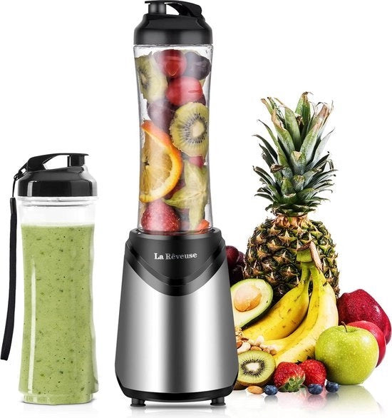 Blender professionale - 550ml capacità - 2 flaconi trasportabili BPA liberi - 300W potenza - 4 lame in acciaio inox - ABS -