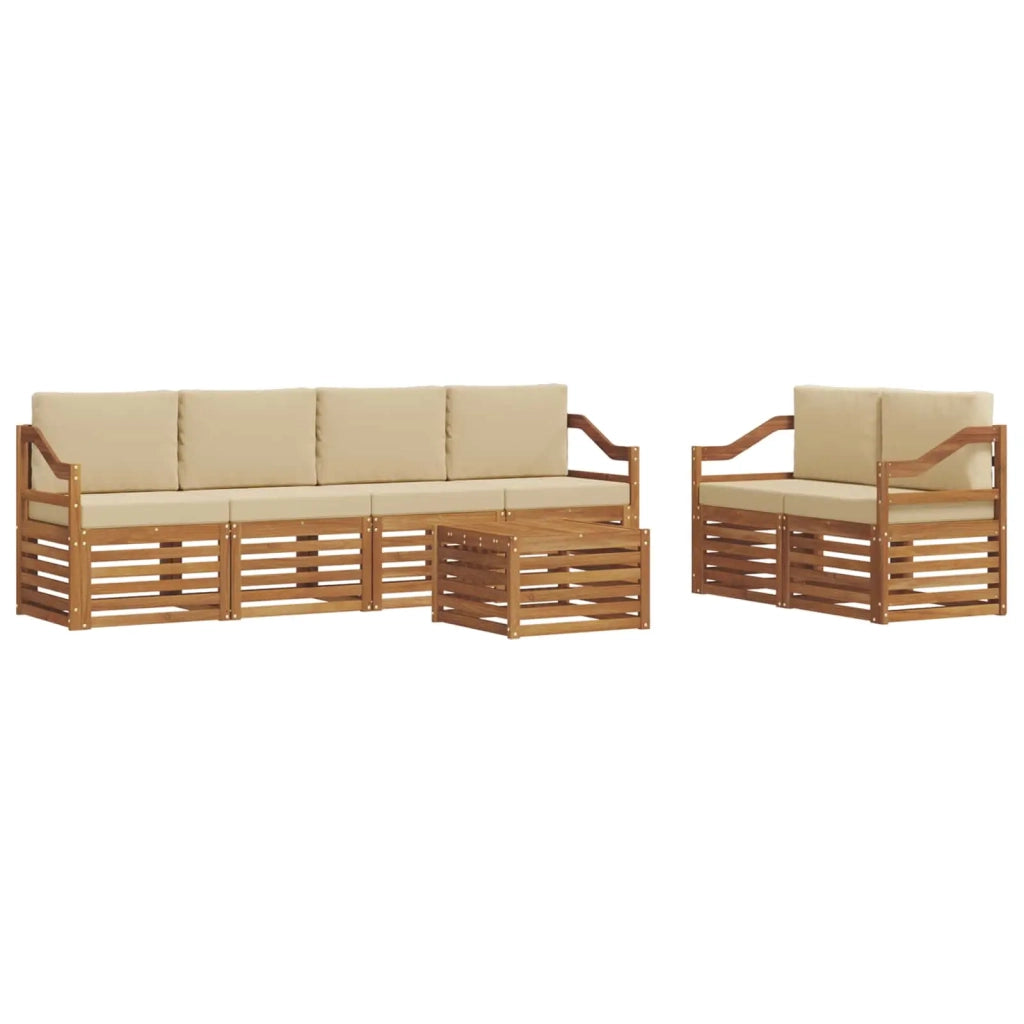 Set di divani da esterno con cuscino 7 pcs Naturale e Beige