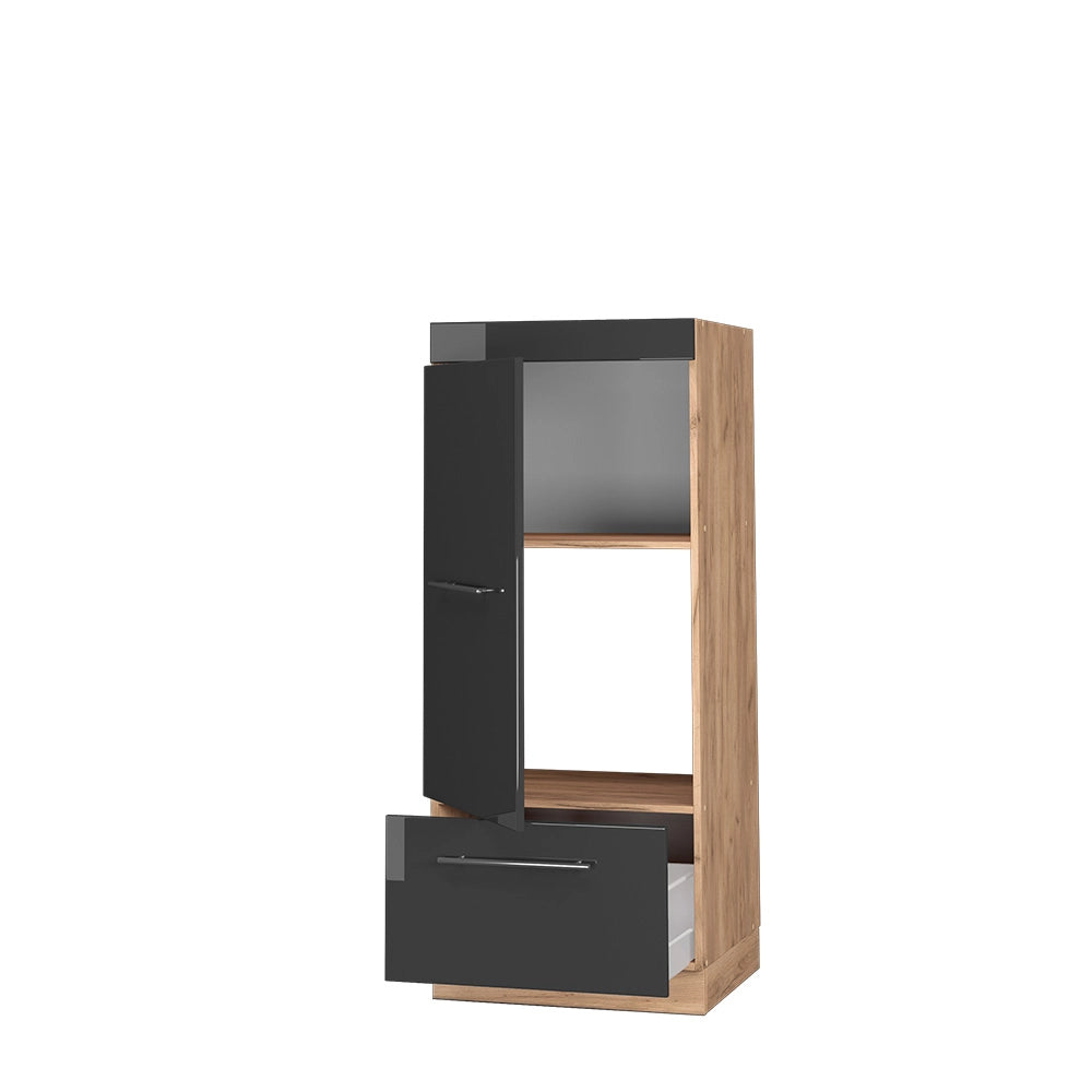 Mobile cucina microonde Fame-Line Antracite lucido/Rovere dorato 60 cm Vicco