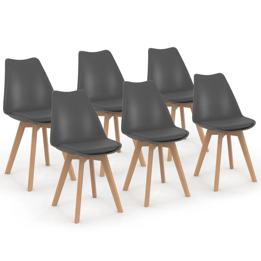 IDMarket - Set di 6 sedie SARA grigio scuro per sala da pranzo