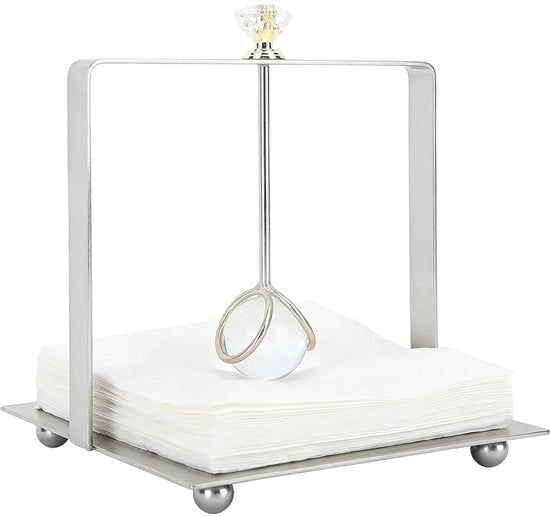 Sostegno per servizi con maniglie eleganti - Supporto per tessuti in metallo - Dispensatore quadrato per servizi - 13,5 x 13,5 x 15 cm - Adatto per ristoranti/alberghi/caffè