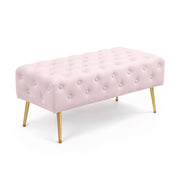 Panca imbottita in velluto trapuntato 100 cm MONACO Rosa Cipria