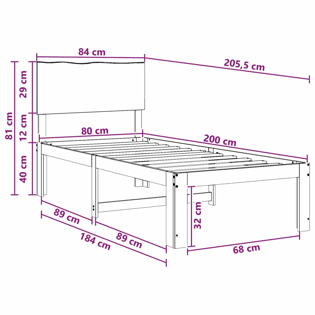 Letto Singolo con Testiera ROSTOCK Naturale 80 x 200 cm 903453