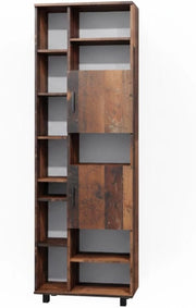 Armadio per il bagno Ilias, Rovere rustico, 60 x 190 cm con ante e vani a giorno, con ripiani regolabili per una conservazione ordinata