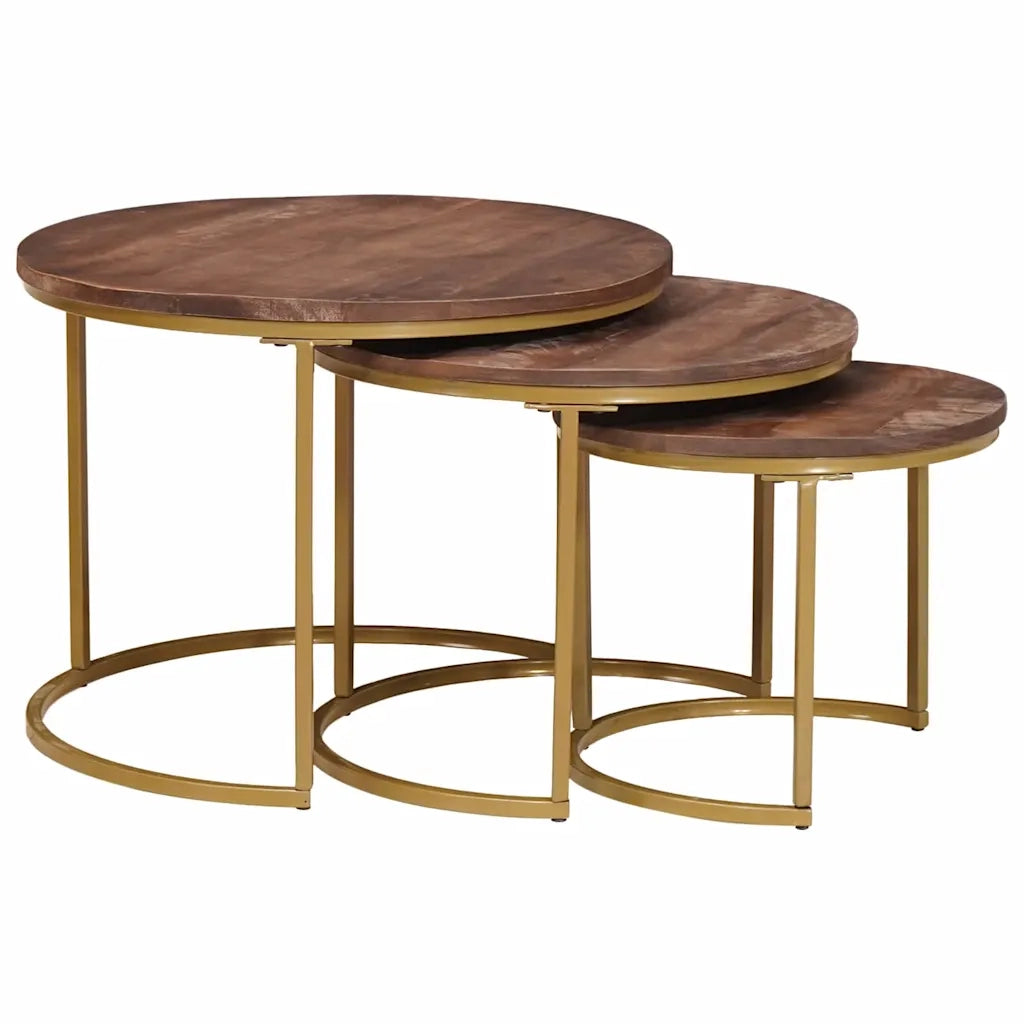 Tavoli da Caffè Nido 3 pcs Legno massello di mango e acciaio 4104640