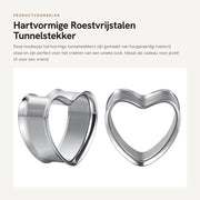 Tromba tunnel stekker con forma di cuore - Disegno modaiolo - Materiale in acciaio inossidabile - Espansione piercing - 0 g/2 mm - Confezione regalo - Moda regalo - Piercing
