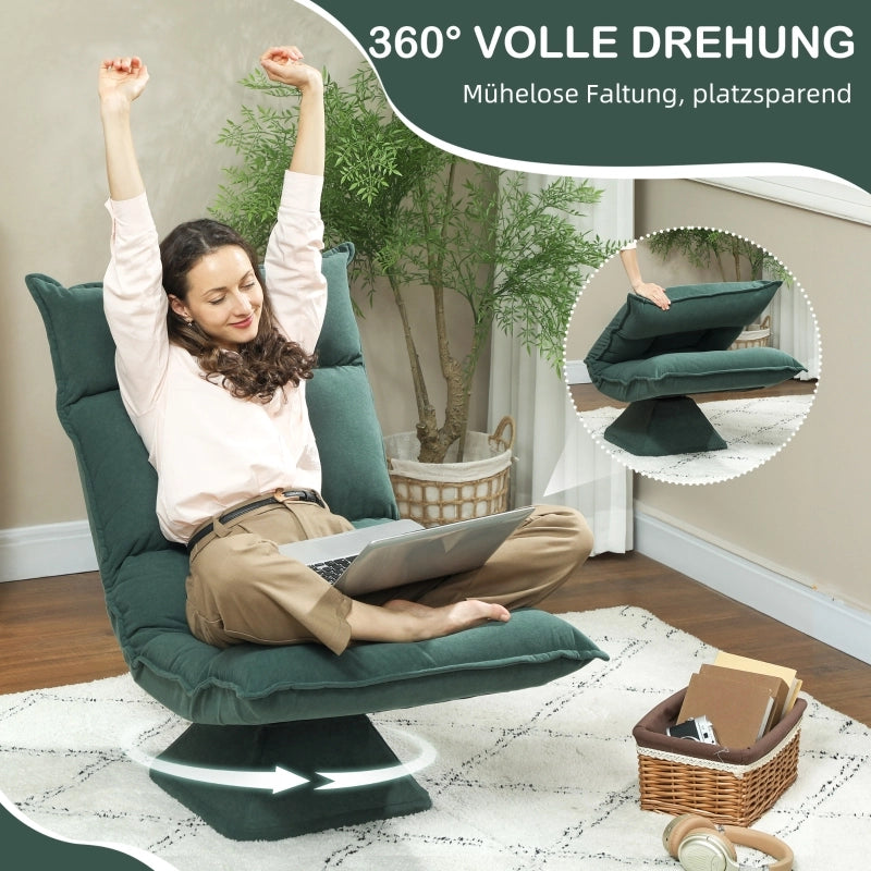SEDIA Bassa Girevole 360° 5 Posizioni Schienale Verde in Poliestere