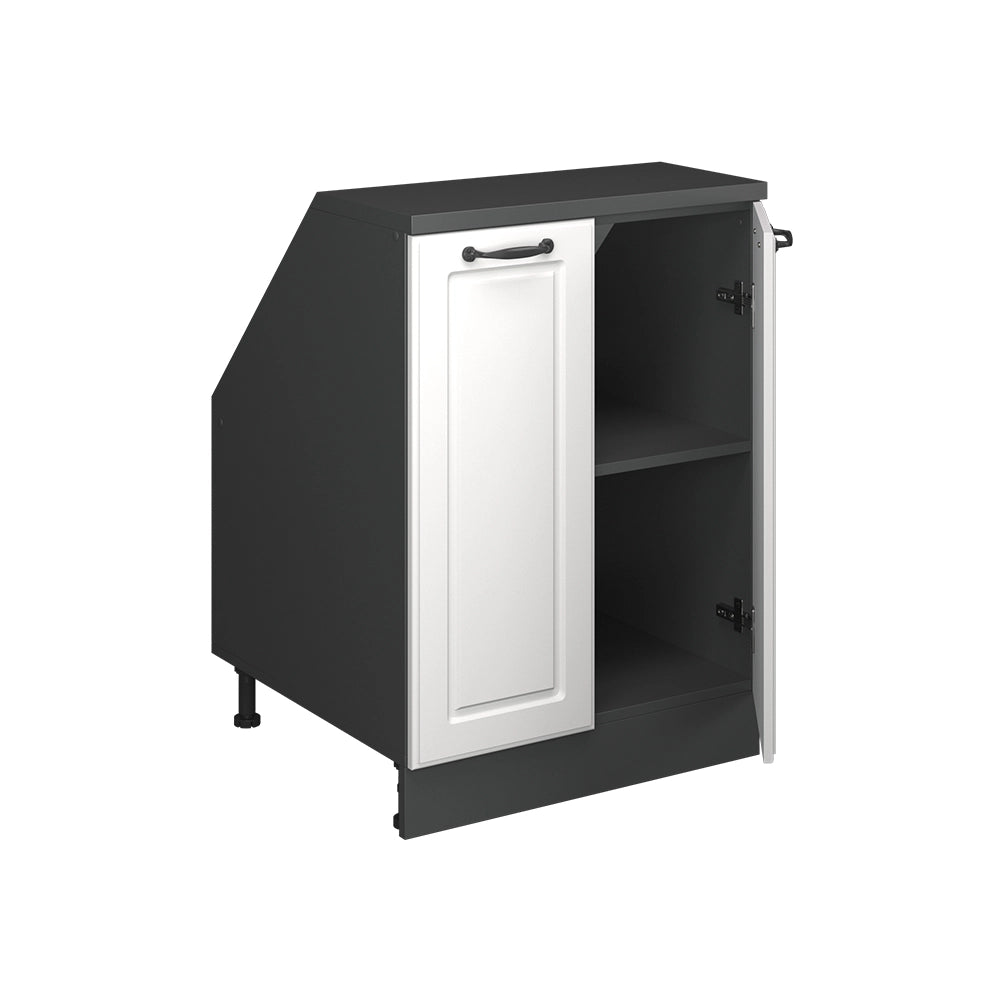 Mobile sottotetto Rion Bianco rustico/Antracite 60 x 83.8 cm con 2 porte, carcassa 60 cm profondità Vicco