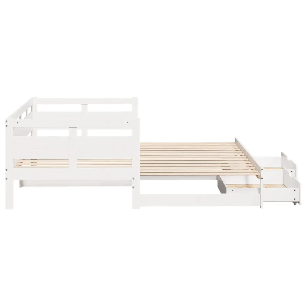Letto Estraibile con Cassetti senza Materasso Bianco 90x190 cm