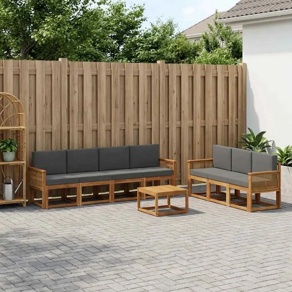 Set di divani da esterno 8 pcs Naturale e Antracite Poliestere 3385058