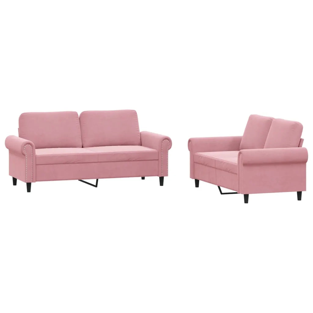 Set di Divani 2 pz con Cuscini rosa in Vellutocod mxl 131050